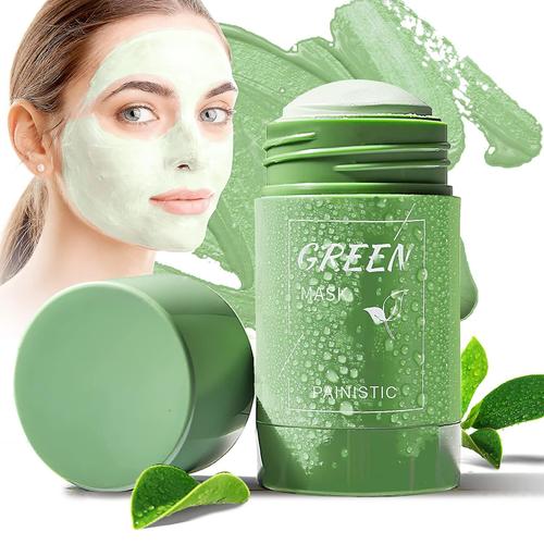 2 Pièces Masque Au Thé Vert Bâton Dissolvant De Points Noirs Masque Pour Le Visage Masque À L'argile Purifiant Contrôle De L'huile Masque Solide Propre Hydratant Acné Nettoyage En Profondeur Des Pores Pour Tous Les S 