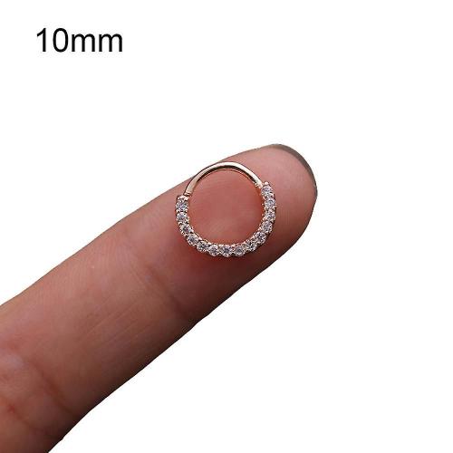 Anneau De Nez Incrusté De Zircone Cubique Pour Femmes, 1 Pièce, Boucle D'oreille Huggie, Bijoux De Perçage, Strass Supérieur De 10mm, Or Rose