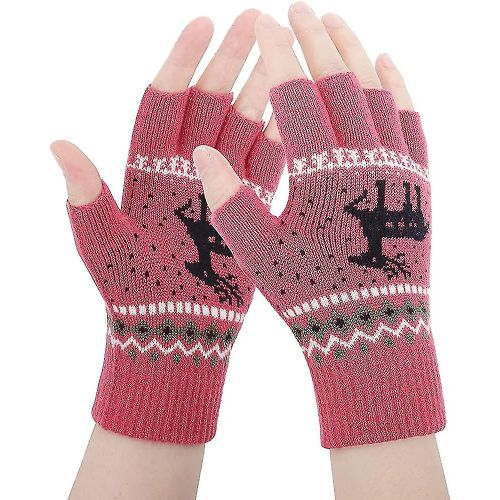 Gants D'hiver Sans Doigts ? 1/2 Paire De Mitaines Chaudes En Tricot Pour Homme