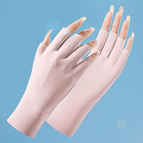 Gants D'été Demi-Doigts En Soie Glacée Pour Femmes, Respirants, Fins, Sans Doigts, Pour Équitation En Plein Air, Gants De Conduite, Mitaines De Protection Solaire