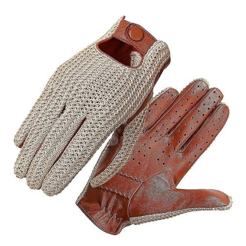 Gants De Conduite En Cuir Pour Hommes, Mitaines Tricotées Chaudes, L Beige