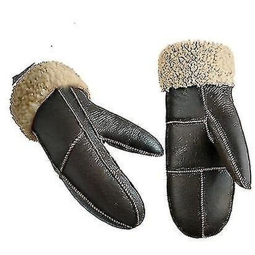 Hiver- Gants En Laine De Mouton M-Noir Sans Ficelle