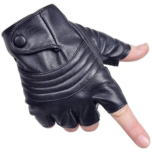 Les Gants En Cuir Sans Doigts Des Hommes Réchauffent Les Gants De Moitié De Doigt Avec La Toison Intérieure Mince