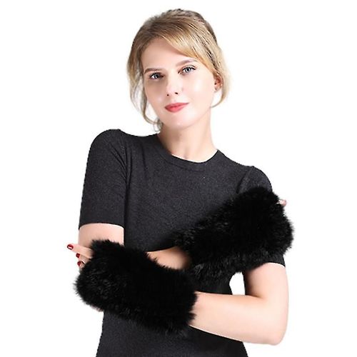 Gants En Fourrure Pour Femmes - Mitaines En Vraie Fourrure De Lapin Hiver Tricoté Chaud Sans Doigts Style 3