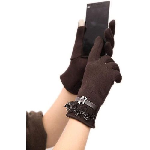 Gants Élégants À Écran Tactile Pour Femmes, Doublés, Épais, Coupe-Vent D'hiver