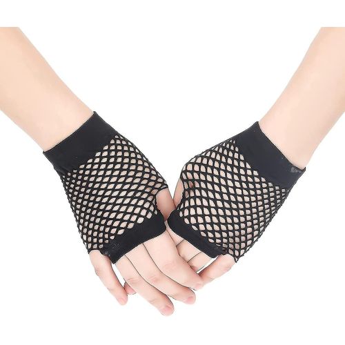 1 Paire De Gants Courts En Résille, En Nylon Percé, Sans Doigts, Funky Rétro Élégant