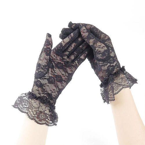 Femme Dentelle Rose Gant De Poignet Court Pour Nuptiale Soirée Mariage Noir