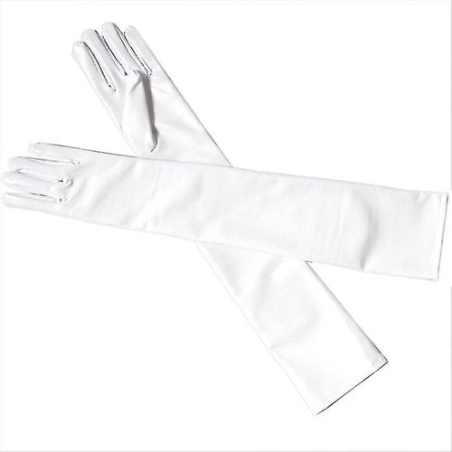 Gants Longs Brillants En Cuir Pour Femmes, Tenue De Club En Latex, Costume D'opéra De Fête, Blanc, Hfmqv