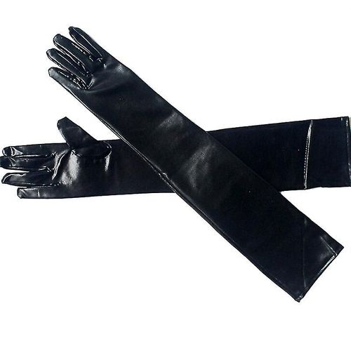 Gants Longs Brillants En Cuir Pour Femmes, Tenue De Club En Latex, Costume D'opéra De Fête, Noir, Hfmqv