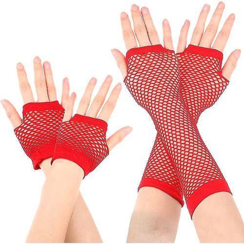 Gants En Résille 2 Paires De Gants En Résille Longs Et Courts Sans Doigts En Maille Extensible