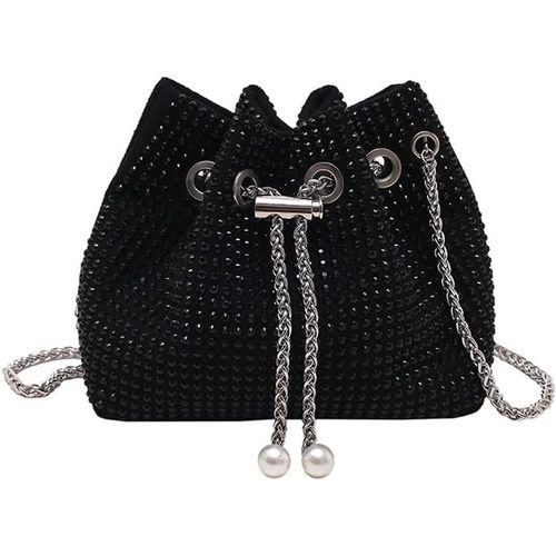 Sac de Soirée Brillant Pochette En Strass Chaîne de Nouage Mini Bandoulière Sac a Main Élégant Portefeuille pour Femme Soirée Mariage Bal de Fin D'année