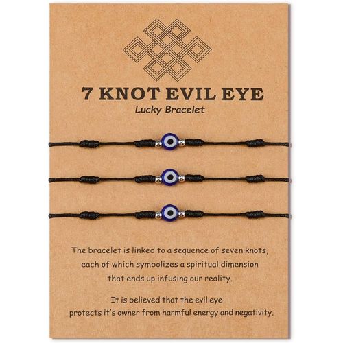 3 Pcs Mauvais ?il 7 Noeud Bracelet Evil Eye, Turquie Protéger Amitié Bracelet Tissé, Femmes Hommes Famille Ami Parents Bracelet, Amulette Bonne Chance Charme Bijoux Cadeau