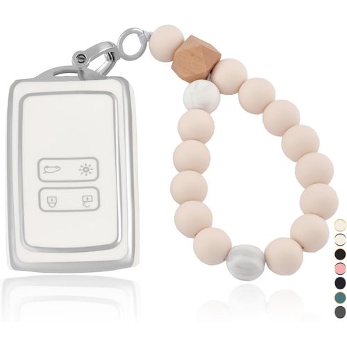 Etui Cles Coque De Clé Pour Renault Dacia Duster Captur Kadjar Espace Megane Kangoo Arkana Arcan Koleos Protecteur Clé Voiture Couverture Clé Accessoire Voiture Clé À Télécommande, Blanc