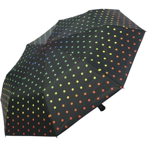 Parapluie De Poche Stable Avec Impression Automatique Noire ¿ Rainbow Dots