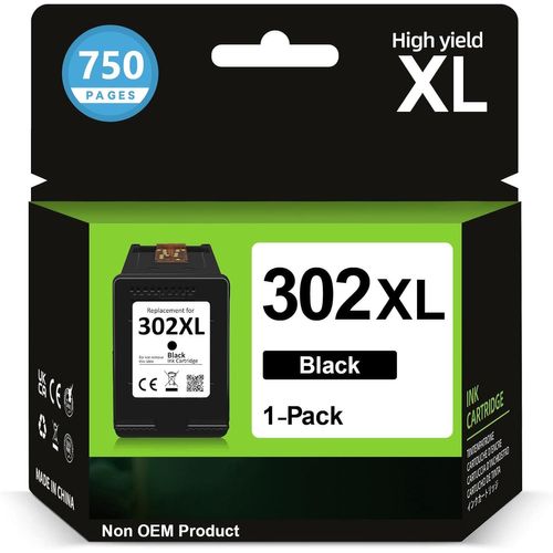 Cartouche 302 XL Noir, Encre 302XL Noir Remplacement pour Cartouche HP 302 Noir, Cartouche Imprimante 302 XL pour OfficeJet 3831 5232 4650 4658 5230 DeskJet 3630 3636 3639 Envy 4524 4527