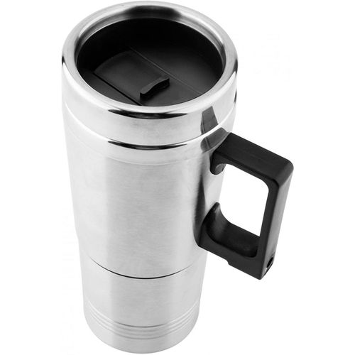 Bouilloire Électrique, 350ML + 150ML Bouilloire Électrique Café Thé Thermos Tasse De Chauffage De L'eau 12V Fast Boil Allume-cigare Plug En Acier Inoxydable Pour Voiture Argent