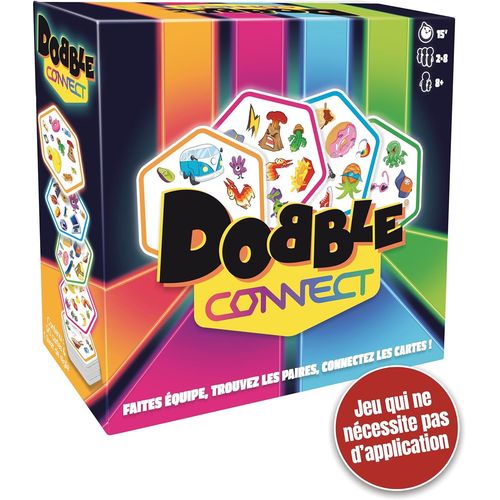 Dobble Connect - Jeu De Société Avec Cartes - Jeu De Rapidité - Jeu Familial - Pour Enfants À Partir De 8 Ans -Aligner 4 Symboles Pour Gagner - 2 À 8 Joueurs - 15 Min - Version Française