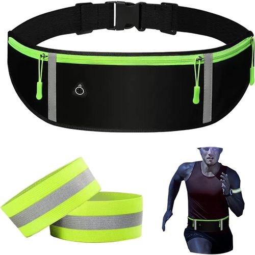 Ceinture De Course À Pied Ajustable, Sacs Bananes De Sport Étanche Avec Bande Réfléchissante, Grande Capacité Avec 2 Paires De Brassard Réfléchissant Pour Exercice, Activités De Plein Air