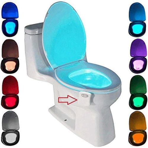 Lampe de toilette, veilleuse LED pour WC Détecteur de capteur de salle de bain 8 Color Change Lighting