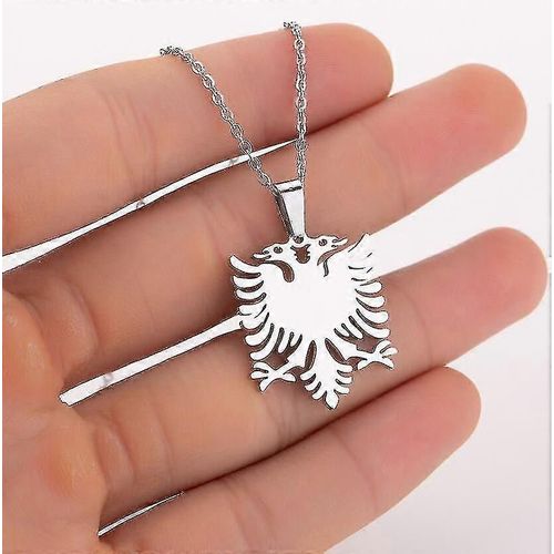 Collier D'aigle Albanais En Acier Inoxydable, Chaîne De Clavicule De Mode Pour Femmes (1 Pièce, Argent)