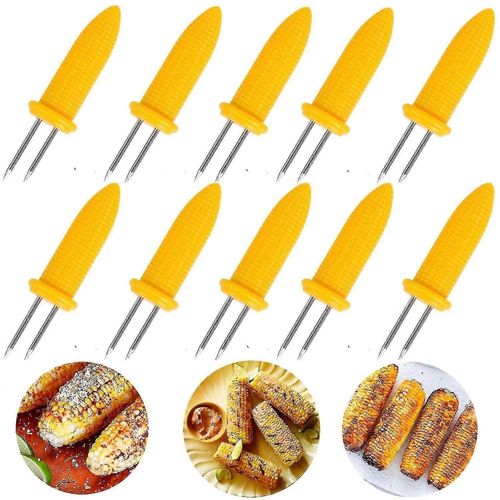 10pcs Porte-maïs, fourchette de maïs en acier inoxydable pour barbecue Porte-maïs sucré