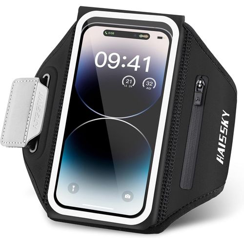 Brassard De Sport Avec Poche Écouteur, Brassard Telephone Sport Pour Iphone 14 Pro Max/14 Pro/13 Pro Max/13 Pro/12 Pro Max/11 Galaxy S23 Ultra/S22 Porte Telephone Sport Running Jusqu'à 6,8