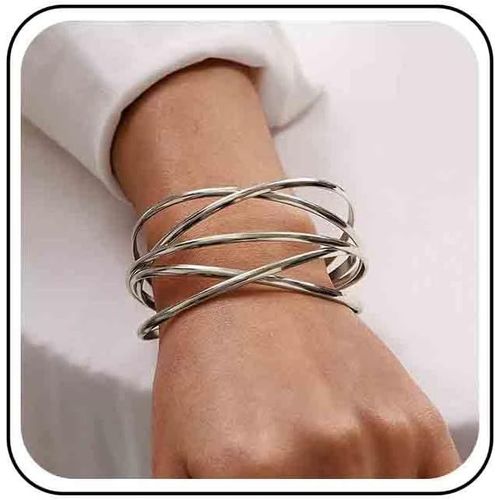 Bracelet Vintage Fil Fer Bracelet Manchette Fil Fer Creux Bracelet Multi-Poignets Or Bracelet Punk Chunky Bangle Manchette Bijoux Pour Femmes Et Filles