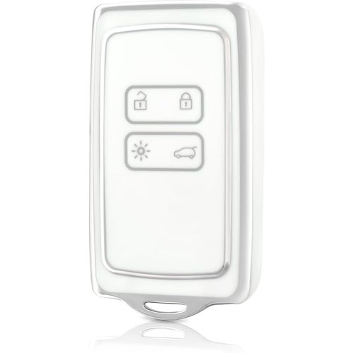Coque De Clé Voiture Pour Renault Voiture Clé À Télécommande Étui Tpu Coque Protection Clé Voiture Pour Clio Espace Talisman Megane Kadjar Captur Arkana Sandero Kangoo, Argent Blanc