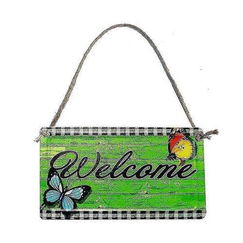 Panneau de bienvenue Papillon Plaque suspendue pour porte d'entrée Porche Décoration de ferme Fer rétro Intérieur Extérieur Extérieur Jardin Décoration murale