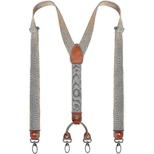 Mens 4 Metal Clip Élastique Large Bretelles À La Fois Décontractées Et Formelles