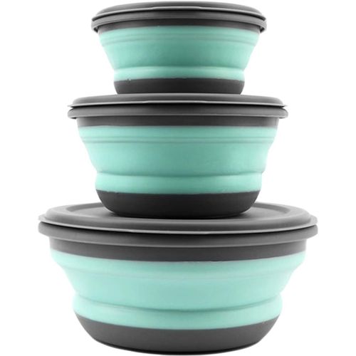 Kgabery-Ensembles Silicone Lunch Box,Pliant Box 3 Pcs Bol Saladier Avec Couvercle,Voyage Pliable Pour Cuisine Camping En Plein Air De Randonnée