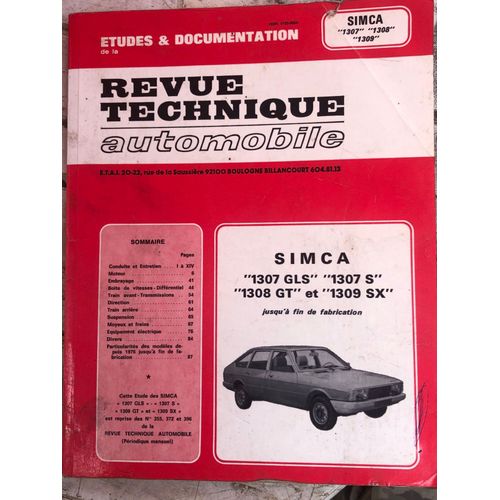 Revue Technique Auto Simca 1307 /1308/1309