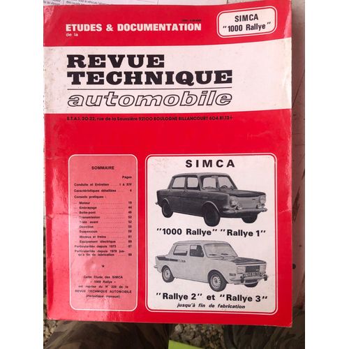 Revue Technique Auto Simca 1000 Rallye 1/2/3