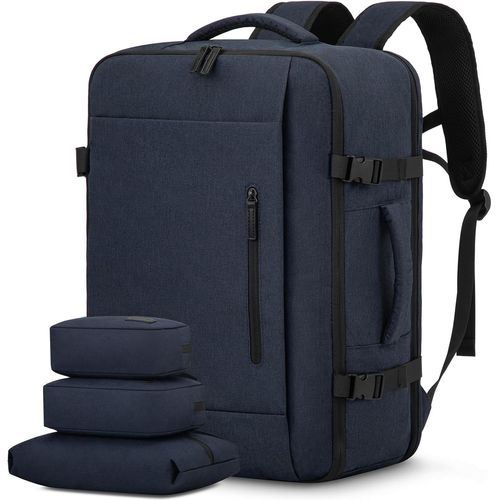 Sac À Dos Voyage Cabine Avion, 40L Grand Bagages À Main Pour Les Affaires De Week-End, Imperméable Sac Ordinateur Portable Homme Femme 17,3 Pouces Valise De Travail École, Bleu Mar[POU6261813]
