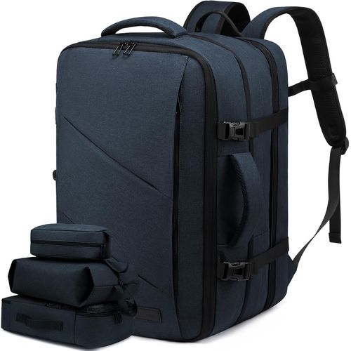 Sac À Dos De Voyage Cabine Avion, Travail Homme Femme, Pour Ordinateur De 17 Pouces, Grand Bagage À Main Imperméable 40L Travel Backpack Sac Bleu[POU6262517]