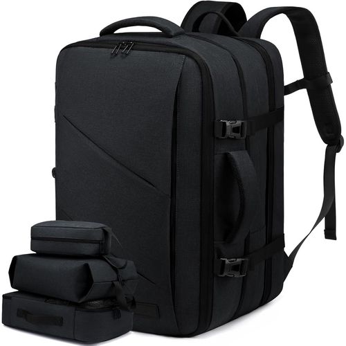 Sac À Dos Cabine Grand 50L, Pour Voyage Avion Antivol, Bagage À Main Homme Femme, Pour Ordinateur Portable 18 Pouces Sac À Dos Travail Résistant Aux Éclaboussures Noir[POU6262507]