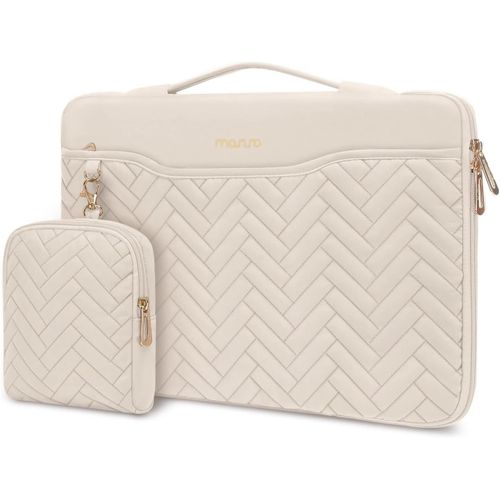 Housse Ordinateur Portable 13-14 Pouces Compatible Avec Macbook Air/Pro,13-13,3 Notebook,Compatible Avec Macbook Pro 14,Sac Matelassé Rectangulaire Avec Poignée&Petit Sac&Poche,Sab[POU6262553]