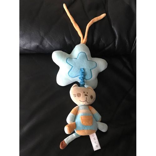 Doudou Etoiles Bleu Chat Orange Et Bleu Musicale 26cm Bébé Confort 