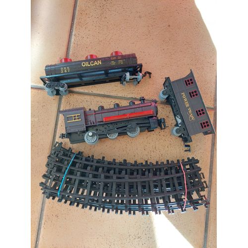 Locomotive Train Ancien Avec Rails Et 2 Wagons Oilcan Et Power Train