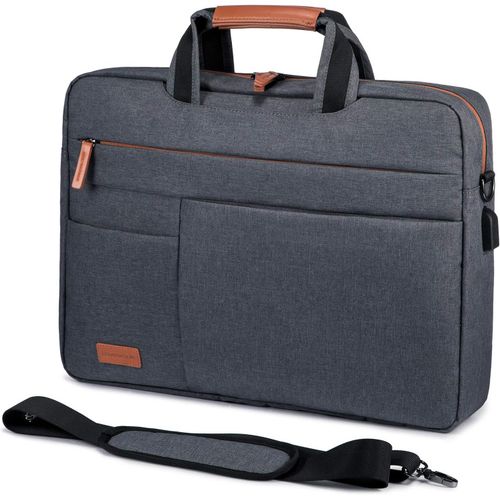 Sacoche À Bandoulière Ordinateur Portable 17.3 Pouces Imperméable Mallette Pc Tablette Ordinateur Cartable Pour Hommes Femmes Collège Cours Travail Affaires Voyage Gris Foncé[POU6260625]