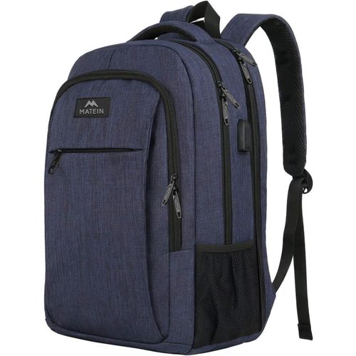 Grand Sac À Dos Ordinateur Portable 17.3 Pouces Homme Fonctionnel Sac À Dos Pc Portable Avec Usb Charging Port Antivol Pour Collège Affaire Scolaire Voyage, Bleu[POU6263984]