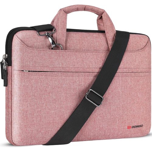 17 Pouces Imperméable Housse De Protection Ordinateur Portable Avec Port De Chargeur Usb Externe Sacoche Bandoulière Pour 17-17.3"" Notebook/Lenovo/Hp/Dell/Asus,Rose[POU6263403]