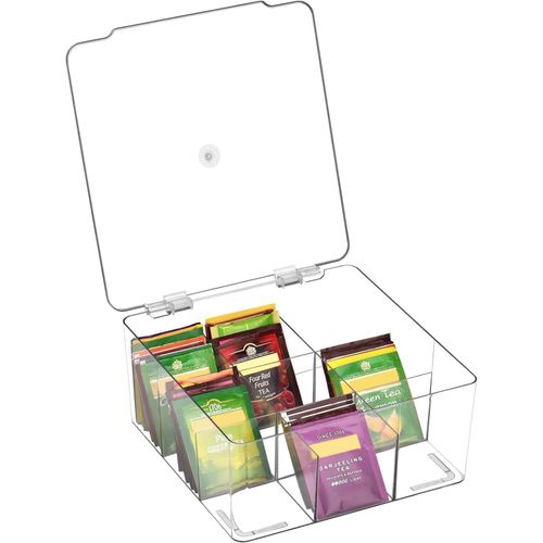 Kgabery-Rangement Transparent Pour Sachets De Thé Avec 9 Compartiments,Boîte À Thé En Plastique,Porte-Sachets De Thé,Boîte À Thé Pour Sachets De Thé,Sucre,Dosettes De Café Ou Autres Petites