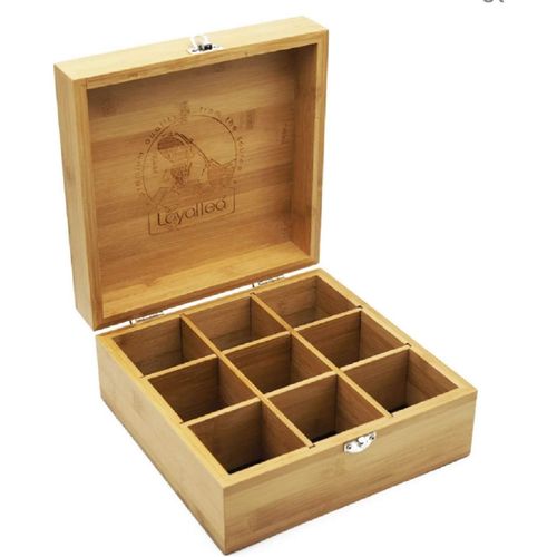 Kgabery-Boîte À Thé En Bambou Hxlxp : Env.10x22x22 Cm Boîte À Thé Avec 9 Compartiments Avec Couvercle Verrouillable