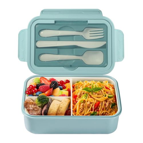 Kgabery-Diboniur Lunch Box,Bento Lunch Box Enfant Adulte Boîte 1400ml Avec 3 Compartiments,Conception Sans Fuite Lunchbox Avec Couverts,Pour Micro-Onde Lave-Vaisselle,École Pique-Nique Travail (Bleu)