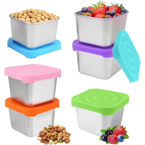 Kgabery-6 Petite Boite Alimentaire Inox Boîtes Alimentaires Hermétiques,180ml Boite Gouter Enfant Avec Couvercle,Réutilisables Saladier Boîte Hermétique Alimentaire Pour Meal Prep Yaourt Aux Fruits