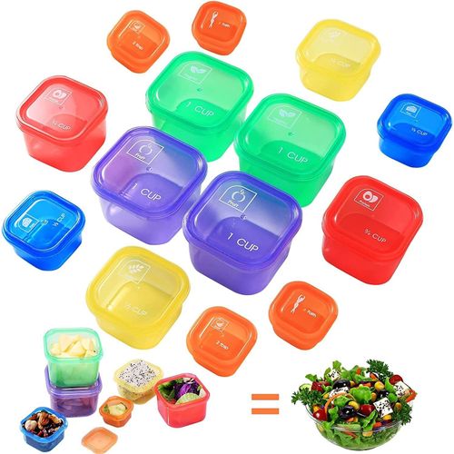 KGABERY-Lot De 14 Récipients De Contrôle Des Portions,21 Jours Et Plan Alimentaire,Conteneurs À Code Couleur,Conteneurs De Stockage Pour Système De Préparation Des Repas,Sans Bpa,Pour Perte De Poids
