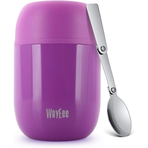 Kgabery-Boîtes Alimentaires Isothermes,Boite Isotherme Repas Chaud Porte-Aliments En Acier Inoxydable À Double Couche Pour Ecole Bureau (Violet,450ml)