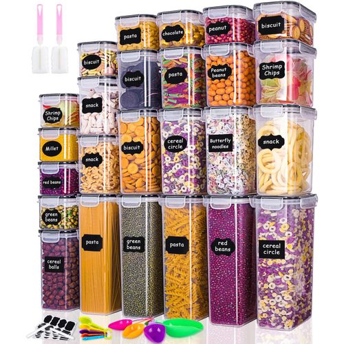 Kgabery-Boite Hermetique Alimentaire,Lot De 25 Boite De Rangement Cuisine Plastique Sans Bpa Boite Hermetique Alimentaire Avec Couvercle,Boite Alimentaire Pour Céréales,Pâtes,Farine,Sucre Etc