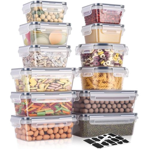 Kgabery-Boîte De Rangement Cuisine Lot De 24,Boîtes De Conservation Avec Couvercle Boîte Alimentaire Hermétique Boîtes De Stockage Alimentaire Pour Stocker Les Cereales,Pâtes,Farine 1l/0.84l/0.7l/0.5